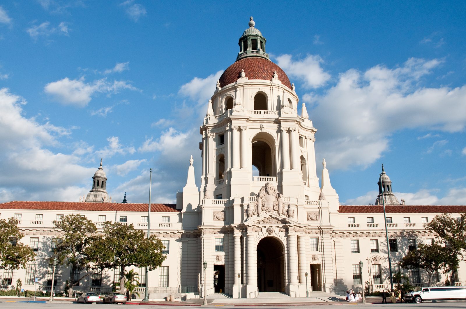 Pasadena City Hall with its domed tower in Pasadena, California