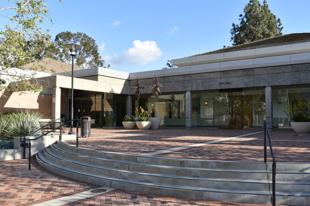 San Dimas City Hall and plaza in downtown San Dimas, California